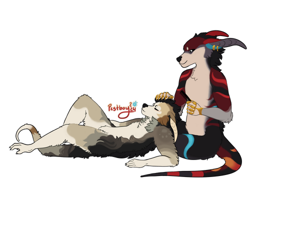 Couple Lined Flatcolor Fullbody